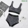 Women's Three-point Intimates Swimsuits Summer Fashion Two-piece Bikini sets Suit with L Letter Beach Trendy Swimsuit Size S-XL