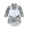 Mädchenkleider, 2-teiliges Sommer-Outfit für Mädchen, Zebrastreifen, lange Ärmel, Hemdkleid, reine Farbe, Trägerweste für Kinder von 6 Monaten bis 4 Jahren