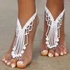 Anklets VCU 2PCS Beach Tassel Rhinestone Finger Palce Bransoletka dla kobiet czeska biżuteria na nogi