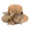 Chapéus largos da borda Mulheres Summer Straw Sun Hat Hat Brin-Brin Broa Proférico Floral Praia Praia Sunshat para ao ar livre