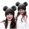 Ball Caps Low Profile Fedora Knit Soft Winter Warm Hat Cable With Ears Detachable Cap Cute Children's Hats Embroide Baseball Dog