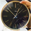 Horloges murales Marbre Luxe Horloge Mode Silencieux Nordique Or Rond Salon Zegary Na Sciane Décor Élégant Drop Livraison Maison Jardin Dhu6D