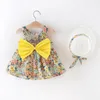 Meisje jurken peuter meisjes zomer kinderen kleding mouwloze bowknot brievenhoedgeborene babykleding jurk