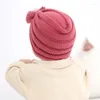 Hats Born Knit Beanie Fur Bowknot Hat Knitted Warm For Baby Infant Turban Crochet Toddlers Solid Pullover Cap