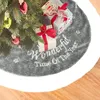 Christmas Decorations 90cm Gray White Tree Skirt Embroidery Short Velvet Carpet Mat Decoration For Home Year V4r7