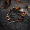 Strand Natural Tiger Eye Stone Beads Bracelet Leather Woven Rope Men/women Bangle Chain Yoga Healing Jewelry Y1014 Beaded Strands