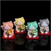 Декоративные предметы статуэтки 1/3/5pcs 3D Lucky Cat Cegrine Japan Cartoon Cartoon Manek Neko Model Model Miniatures Home Car El Restauran DH1FJ