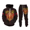 Men's Tracksuits Autumn Winter 3D Christian Warrior Printed Men's Hooded Sweater Set Sportswear Tracksuit Long Sleeve Clothing Suit