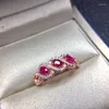 Cluster ringen Ruby Ring Natural and Real 925 Sterling Silver Fine Sieraden 3 4 mm 3 stks