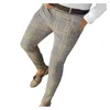 Pantalons pour hommes JAYCOSIN Hommes Casual Plaid Print Party Suit Stretch Pieds Avec Poches Slim Fashion Business Pantalon