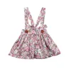 Meisje jurken babymeisjes kleren Kinderen Bib riem riem jurk feest prinses zomers bloemen zonsondergooid schattige mouwloze bowknot strandvestidos