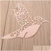 Parti Dekorasyonu 50 Lazer Kesme Aşk Kuş Şekeri Şarap Glass Place Kartları Tablo Mark Mark İsim Kağıt Kupa Düğün Damlası Teslimat Ev Bahçesi DHAC2