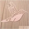 Decora￧￣o de festa 50 laser corte de amor p￡ssaro forma vidro de vidro de vidro para lugar de lugar mesa Marca Nome de papel Copo para entrega de casamentos Garden Home Garden Dhac2