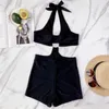 Vrouwen Badmode Sexy Een Stukken Grote Stalen Ring Connect Bodysuit Vrouwelijke Zomer Monokini Bandage Halter Top Beachwear Retro 2023 Bikini