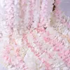 Flores decorativas 100CM flor de cerezo Artificial vid seda Sakura para fiesta boda techo decoración falsa guirnalda arco hiedra Diy