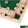 Party Favor Shut The Box Dice Jeu de société 4 faces 10 numéros en bois rabats dés ensemble pour les personnes Pub Bar Drop Livraison Maison Jardin Festi Dheyd