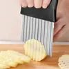 Tools Stainless Steel Potato Chip Dough Kitchen Vegetable Fruit Crinkle Wavy Slicer Knife Potatoes Cutter Chopper French Fry Maker Zxf125