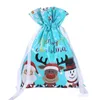 Décorations de Noël 5 pièces grand sac cadeau suspendu cordon de serrage sacs de bonbons de fête de Noël pochette d'emballage de biscuits sacs de bricolage réutilisables