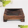 Soap Dishes Natural Bamboo Wood Wooden Tray Holder Storage Rack Plate Box Container Bath Drop Delivery Home Garden Bathroom Accessori Dhuwd