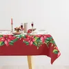 Rechteckige Weihnachtstischdecke mit Weihnachtsmotiv, traditioneller Weihnachtsstern-Druck, Tischdecke für Küche, Esszimmer, Party, Outdoor-Dekoration für Weihnachten und Feiertage