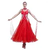 Stage Wear Modern Dance Tank Shoulder Sleeveless Dress Adult Ballroom Pendant Cuff Rhinestones Decoration One Piece