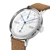 Zegarek na rękę proste Bauhaus mężczyzn ogląda automatyczny mechaniczny wodoodporny pusty pasek mody retro duża tarcza fm202