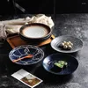 Plates Japanese Art 9-inch Ceramic Round Western-style Steak Ramen Dish Home Retro Snack Cuisine Flat Plate El Restaurant Tableware