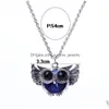 Anhänger Halsketten Kette Halskette Fliegende Eule Blau Beautifly Kristall Strass Perle Mode Drop Lieferung Schmuck Anhänger Dhhq2