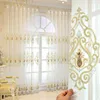 Gordijngordijn Europese luxe borduurwerk Tule pure gordijnen voor woonkamer semi-kuieren Jacquard voile venster