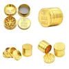 Andra rökningstillbehör FL Gold Plated Herb Grinder 40mm 50mm diameter Torra ört Tobaks smasher 4 delar Hand mer drop Delivery H DHKLQ