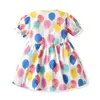 Girl Dresses Toddler Baby Girls Button Up Dress Summer Beach Colourful Balloon Print Short Sleeve Ruffle Tie Flower 9 Month