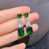 Studörhängen Trendiga äkta 925 Sterling Silver Original Emerald Earring for Women Aros Mujer Oreja Gemstone Orecchini