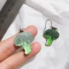 Boucles d'oreilles pendantes légumes chou-fleur acrylique pour femmes résine époxy Clip sur bijoux uniques 2023 lustre