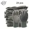 12 Pairs Polyester Nylon PU Coating Safety Work Gloves For Builders Fishing Garden Non-slip gloves