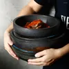 Bols Rétro Japonais En Céramique Bol Peu Profond Grand Plat De Nouilles Soupe Ménage Créatif Épais Et Durable