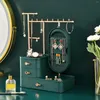 Lagringslådor utgör smycken med spegel Lipstick Organisator Tillbehör Display Supplies Box Elegant For Dresser Girls Women