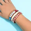 Charm Bracelets Boho Fashion Bracelet Gold Silver Color Beaded Elastic Enamel Tile Cuff Bangles For Women Gifts