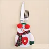 Christmas Decorations Decor Snowman Kitchen Tableware Holder Bag Party Gift Xmas Ornament For Home Table Navidad Drop Delivery Garde Dh3Jq