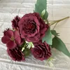 Decorative Flowers Silk Imitation Ruyi Rose House Tea Table Bedroom Flower Arrangement Decoration Brown Red White Roses Bouquet Artificial