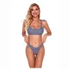 Maillots de bain pour femmes 2PCSMaillots de bain pour femmes Set Summer Femme Sling Stripe Solid Color Lattice Camisole Bikini String Sexy Beachwear Concise Swims