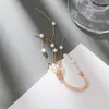 Hoop Earrings & Huggie Fashion Satement Pearl Wind Crystal Tassels Ears Hanging Ear Nature Female Jewelry Personality Metal Chain Clip