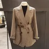 Женские костюмы Blazers Vintage Houndstooth Jacket Blazer Женская клетчатая жанка хит