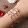 Link armbanden kleine natuurlijke kristallen steen gefacetteerde cilindrische charme amazoniet lapis paarse armband voor vrouwen eenvoudige sieraden