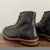 Laarzen handgemaakt 2023 Vintage Britse mannen Japanse koeien lederen enkel Autumn Winter Tooling Work Motorcycle -platform