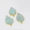 Hanger kettingen Natuurlijke Amazonite sieraden Stone Connector voor vrouwen 2023 Flat Big Gold Plating Water Drop Simple Light Green Stripe Real