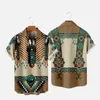 Men's Casual Shirts Men's Fashion Summer T-Shirts Hawaiian Indians 3d Print Cozy One Button Short Sleeve Beach Oversized 14