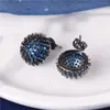 Orecchini a bottone Blu Fuochi d'artificio primaverili alla moda per le donne Matrimonio Girasole Festa CZ Cubic Zirconia Orecchino Alta gioielleria Regalo di dipendenza