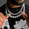 Chokers Men 13 mm Hip Hop Big Crystal Tennis Chain Naszyjnik dla kobiet luksusowy bling kwadratowy naszyjnik choker punkowy biżuteria mody 230113