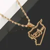 Colares de pingente de aço inoxidável cor de ouro Síria Mapa Colar Trendy Outline Chain JewelryPendant