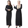 Etniska kläder Eleganta kvinnor Abaya Jilbab Dubai Turkish lyx Muslim Long Thobe Maxi Caftan Fashion Trendy Inner Dress Robe for Lady